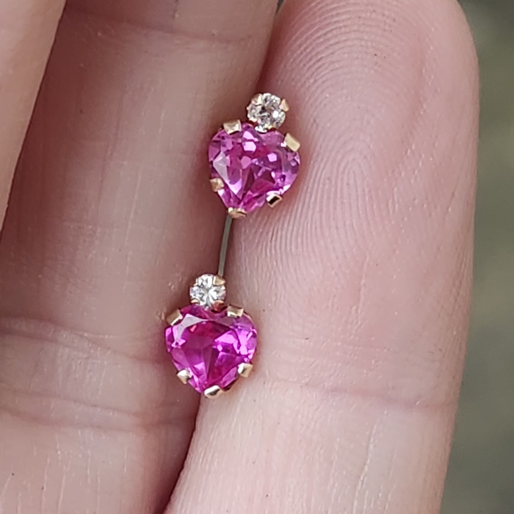 Pink Heart Stud Earrings